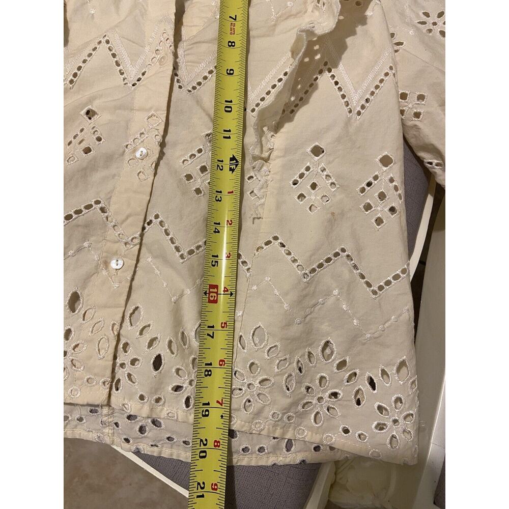 Zara Cream Eyelet Ruffle Blouse - Picture 11 of 12